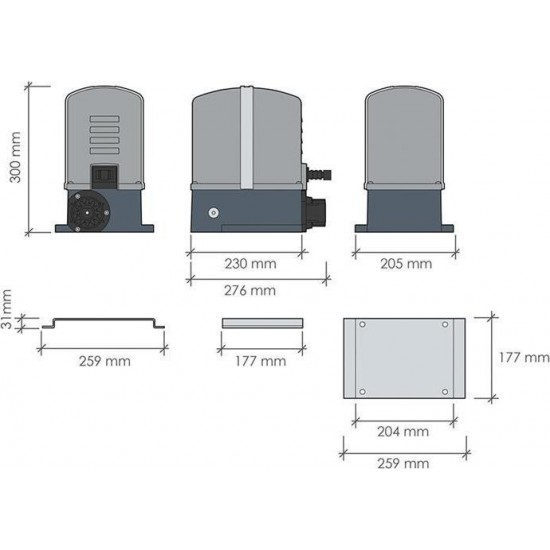 Μηχανισμός για συρόμενη πόρτα 1500kg (μόνο μοτέρ) PROTECO MOVER 15