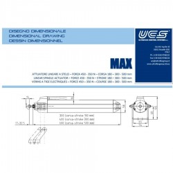 Μοτέρ εμβόλου ηλεκτρικό με βάση ασημί 220V-350Nm-500mm UCS MAX 40614P