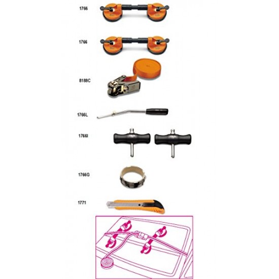 Συλλογή με 8 εργαλεία για τζάμια οχημάτων BETA (Β017660100)