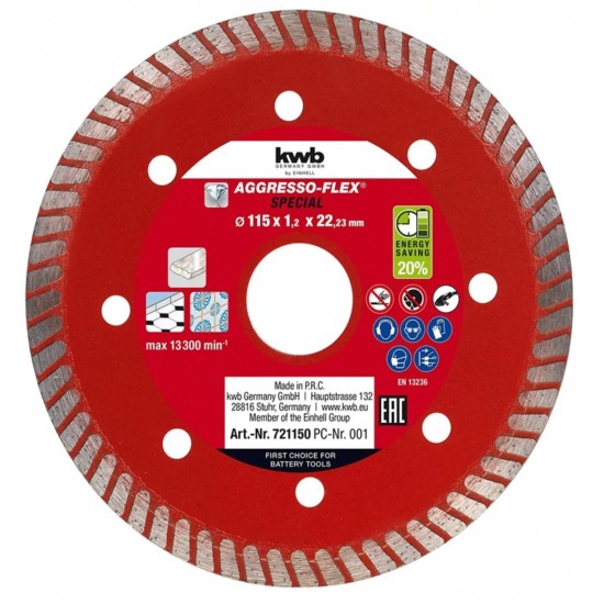 ΔΙΑΜΑΝΤΟΔΙΣΚΟΣ 115mm ΠΟΛΛΑΠΛΩΝ ΧΡΗΣΕΩΝ KWB 721150