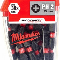 ΜΥΤΕΣ ΣΤΑΥΡΟ 025mm Νο 2 PH2 Shockwave Milwaukee 4932430853