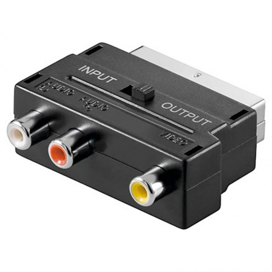 Adaptor Scart αρσ. σε 3 RCA θηλ. Με διακόπτη In/Out