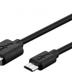 Goobay καλώδιο 1μ., USB 2.0 (Α) σε micro-USB (B) Φόρτισης  KAI  Συγχρονισμού, μαύρο, για Smartphones και Tablets
