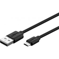 Goobay καλώδιο 1μ., USB 2.0 (Α) σε micro-USB (B) Φόρτισης  KAI  Συγχρονισμού, μαύρο, για Smartphones και Tablets